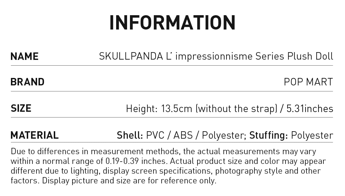 SKULLPANDA L'impressionnisme Series - Vinyl Plush Pendant Blind Box